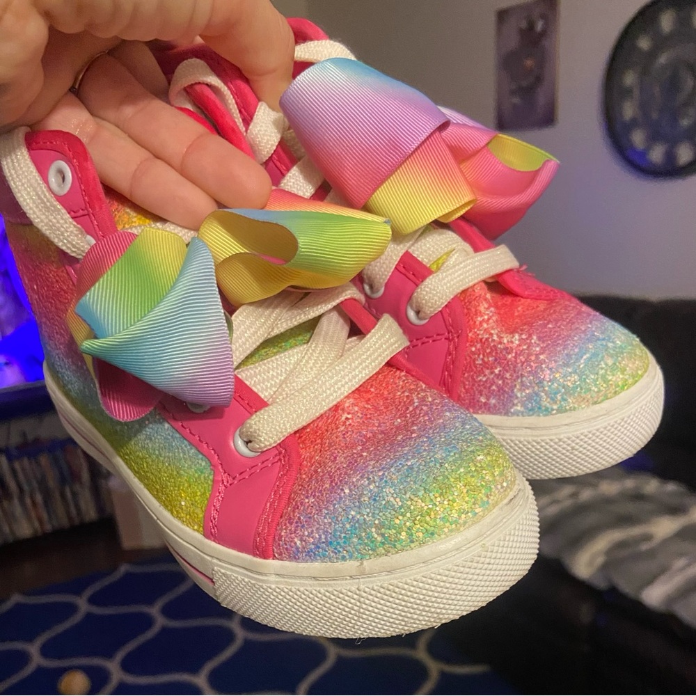 JoJo Siwa Pink and Rainbow Glitter Sneakers